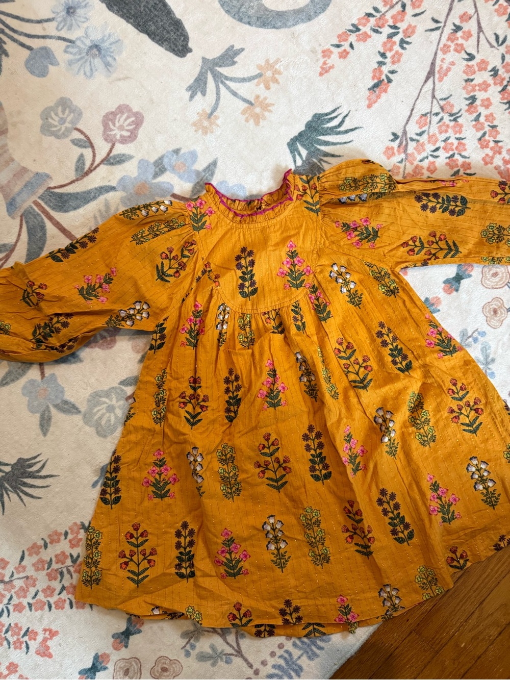 Pink chicken Mustard Long-Sleeve Dress
